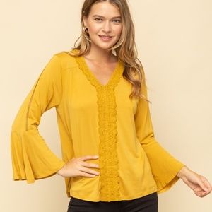 Long sleeve bell-sleeve swing top